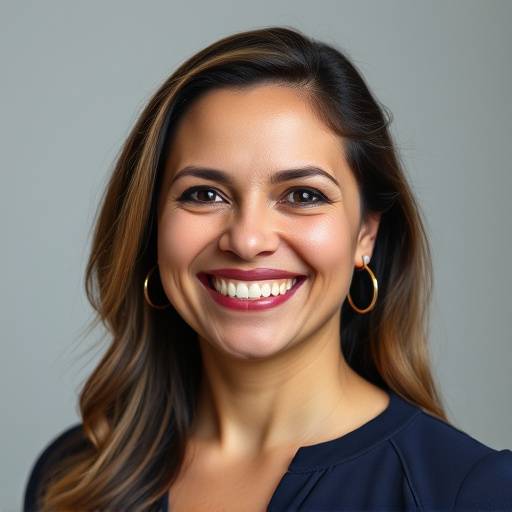 Retrato profissional de Ana Paula Siqueira, fundadora da Oratória Brilhante, sorrindo amigavelmente.